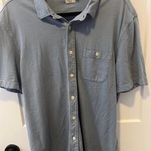 Faherty Short Sleeve Button-Up Shirt | Men’s Large | Blue | Organic Cotton